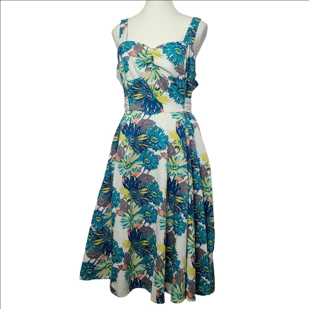 Hearts & Roses Sweetheart Neck Midi Dress Sz 12 Sleeveless A-Line Pin-up Retro